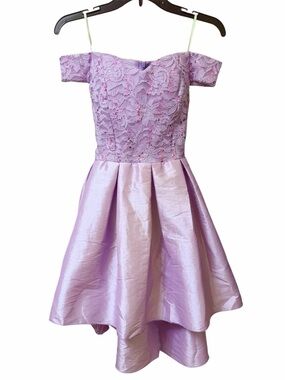 VTG Rory USA PROM HOMECOMING Lilac Off the Shoulder Flared Hem Dress Size Small
